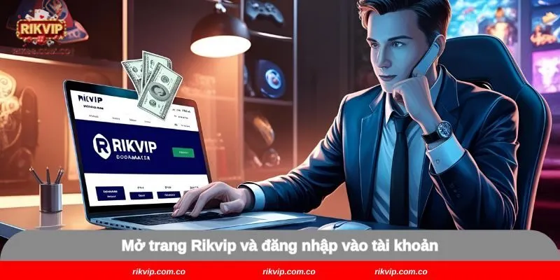 Mở trang Rikvip và đăng nhập vào tài khoản